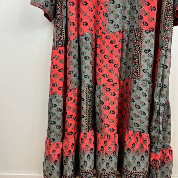 Raga Women's 2X Plus Red Orange Navy Blue Boho Maxi Dress Gown Long Sleeve Boho - Picture 14 of 15